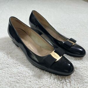 Salvatore Ferragamo Black Heels with Gold Accent